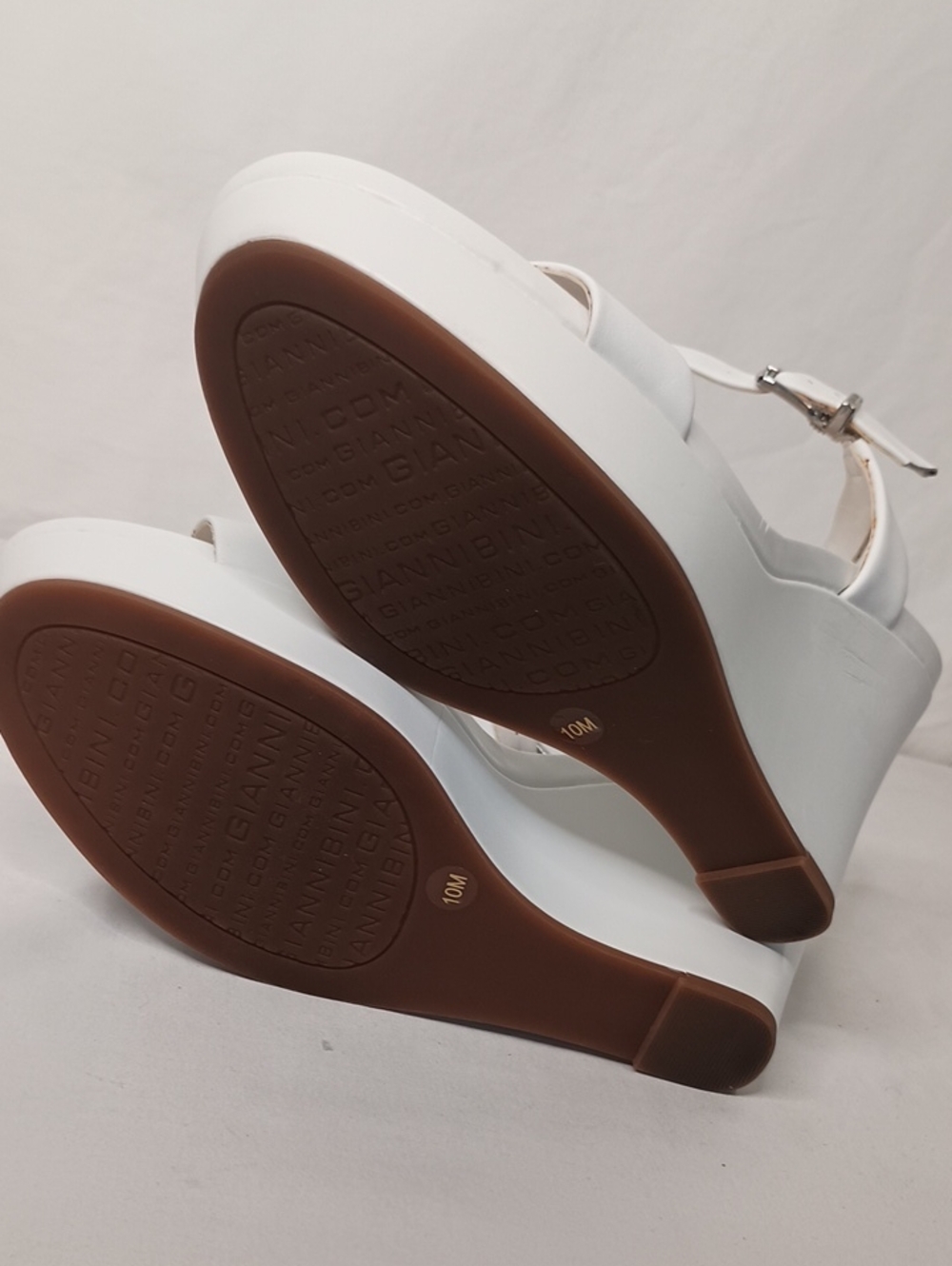 Gianni Bini Telmma Leather Platform Wedge Sandals – Women’s Size 10 White - Picture 4 of 7